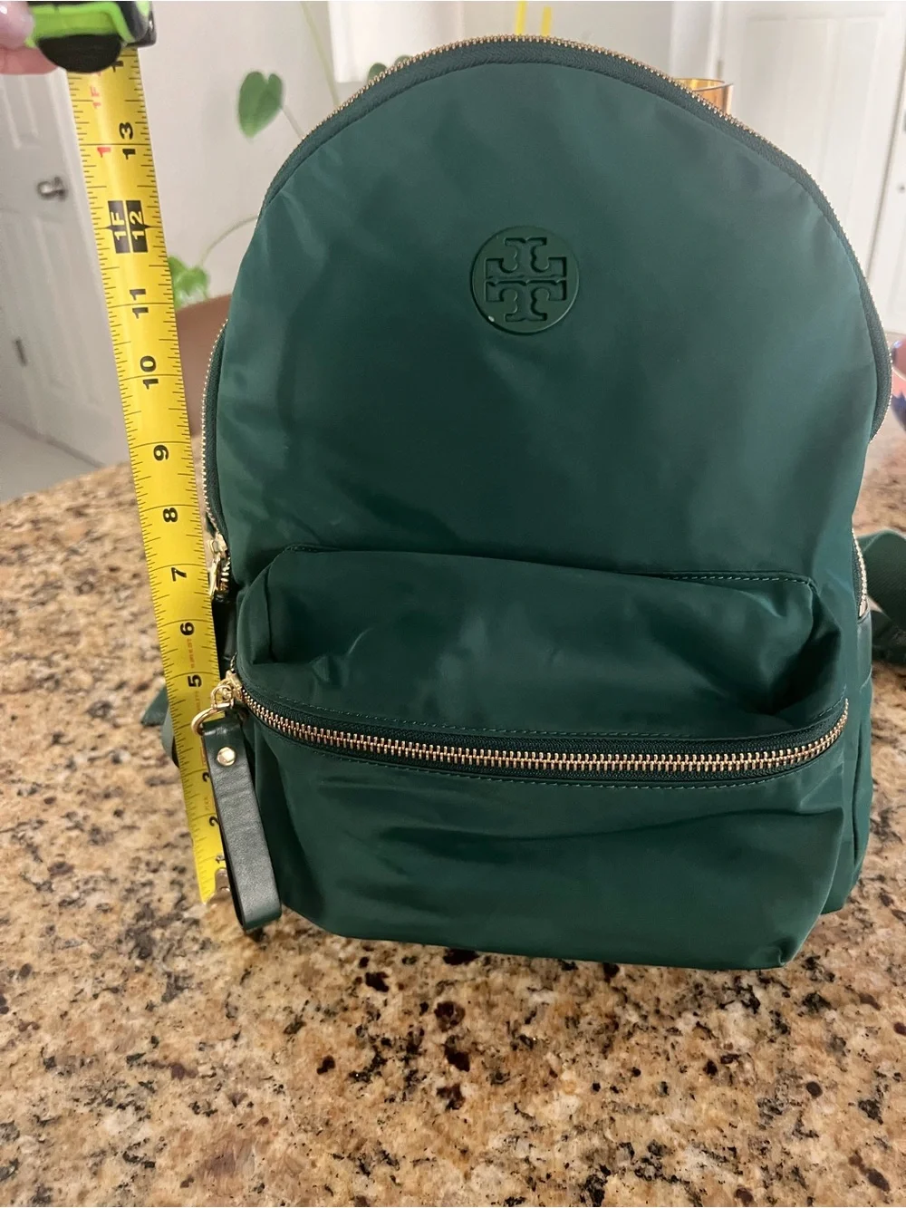 Tory Burch Emerald Green Nylon Mini Backpack with Gold Hardware